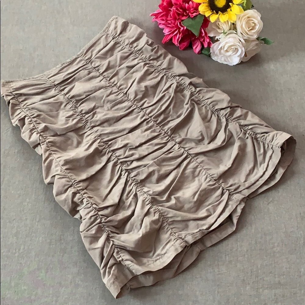Unique Ruched Taupe Skirt